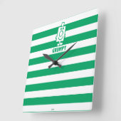 Herr Grumpy | Mischegrube und grüne Streifen Quadratische Wanduhr (Winkel)