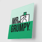 Herr Grumpy | Peeking Head over Name Quadratische Wanduhr (Winkel)