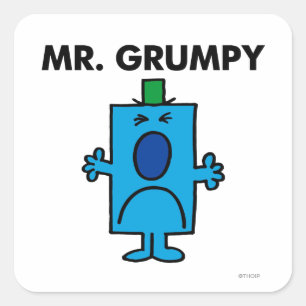 Herr Grumpy Stirnrunzelnder Gesichtsausdruck Quadratischer Aufkleber