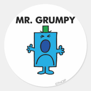 Herr Grumpy Stirnrunzelnder Gesichtsausdruck Runder Aufkleber
