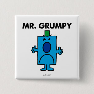 Herr Grumpy Stirnrunzelndes Gesicht Button