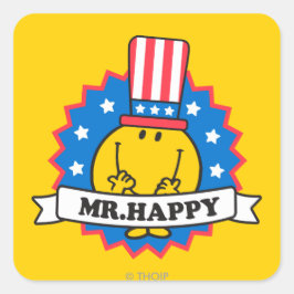 Herr Happy Election Seal Quadratischer Aufkleber