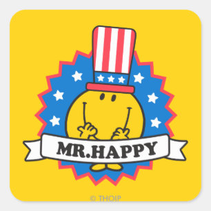Herr Happy Election Seal Quadratischer Aufkleber
