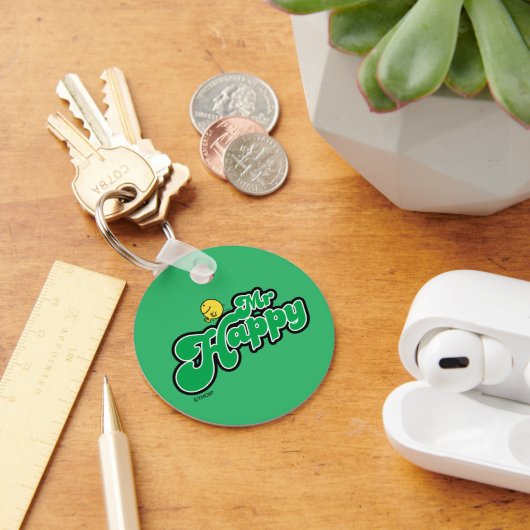 Herr Happy, grüne Schrift abreißen Schlüsselanhänger (Schreibtisch)