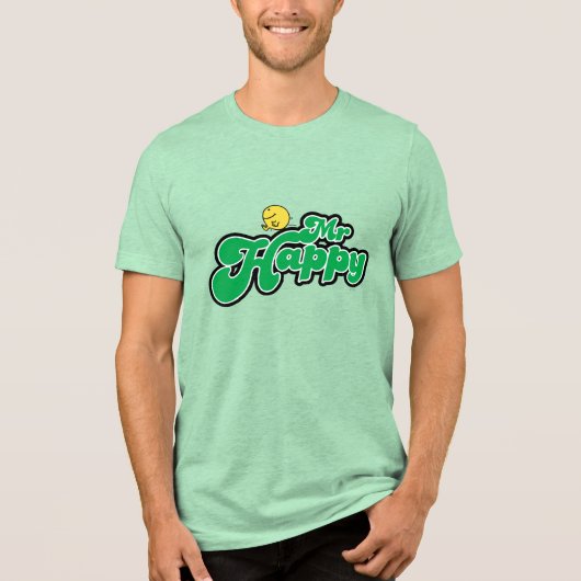 Herr Happy, grüne Schrift abreißen Tri-Blend Shirt (Vorderseite)