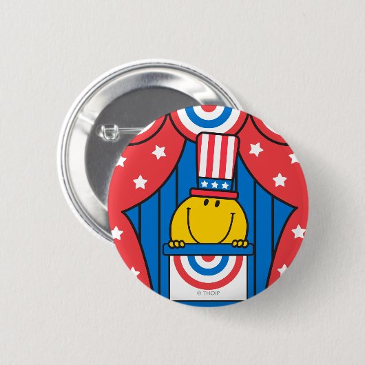 Herr Happy im Podium Button (Vorne & Hinten)