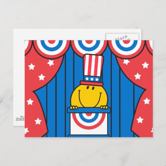 Herr Happy im Podium Postkarte (Vorne/Hinten)