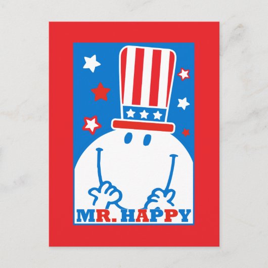 Herr Happy mit Patriotic Hat Postkarte (Vorderseite)
