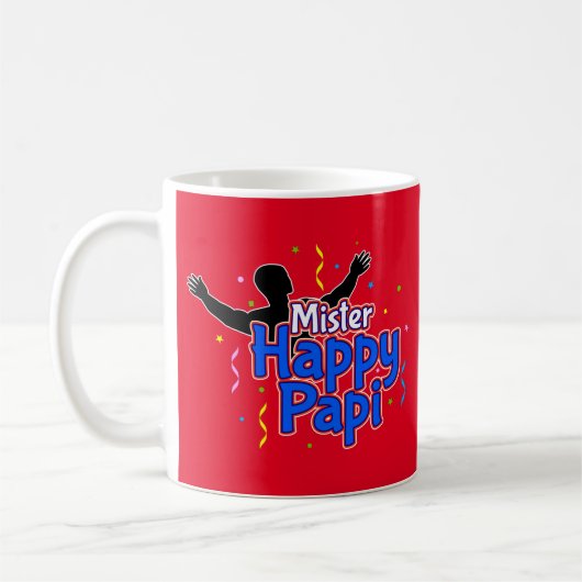 Herr Happy Papi mit Ihrem Namen auf RED Kaffeetasse (Links)