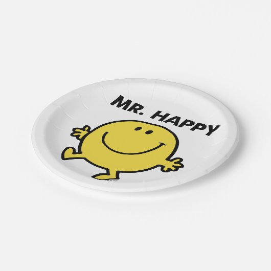 Herr Happy tanzendes u. lächelndes | Pappteller (Schrägansicht)