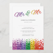 Herr & Herr Gay Wedding Einladung Pride Rainbow (Vorne/Hinten)