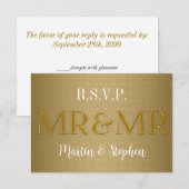 Herr & Herr Gay Wedding RSVP in Gold Karte (Vorne/Hinten)