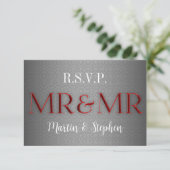 Herr & Herr Gay Wedding RSVP in Silver (Stehend Vorderseite)