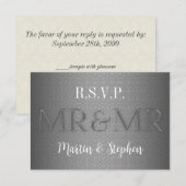 Herr & Herr Gay Wedding RSVP in Silver Karte (Vorne/Hinten)