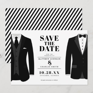 Herr & Herr moderne schwarze Hochzeit Smoking - Sa Save The Date