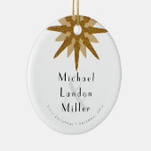 Herr + Herr Newlywed 1. Christmas Art Deco Snowfla Keramik Ornament (Rechts)