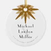 Herr + Herr Newlywed 1. Christmas Art Deco Snowfla Keramik Ornament (Vorne)