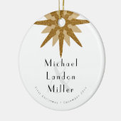 Herr + Herr Newlywed 1. Christmas Art Deco Snowfla Keramik Ornament (Links)