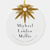 Herr + Herr Newlywed 1. Christmas Art Deco Snowfla Keramik Ornament (Hinten)