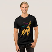 Herr Hirsch Grafik – Rustikaler Waldstil Tri-Blend Shirt (Vorderseite voll)