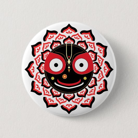Herr Jagannath Gesicht Chakra Hindu-Gottheit Button (Vorderseite)