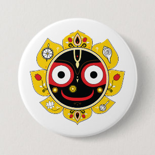 Herr Jagannath Gesicht Hindu-Gottheit Spiritualitä Button