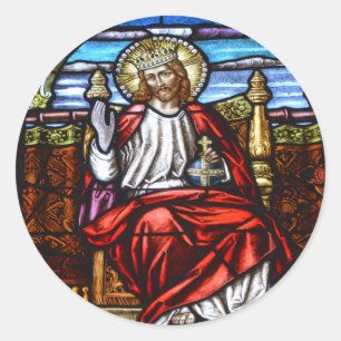Herr Jesus auf Thronflecken Runder Aufkleber