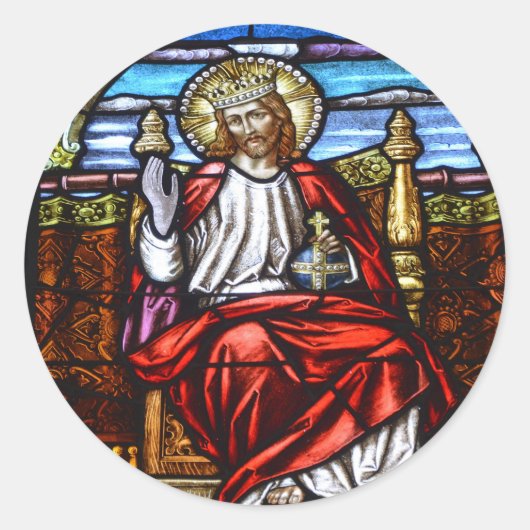 Herr Jesus auf Thronflecken Runder Aufkleber (Vorderseite)