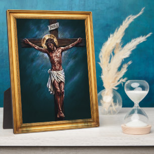 Herr Jesus Christus am Kreuz Kreidezeichnung TL Fotoplatte