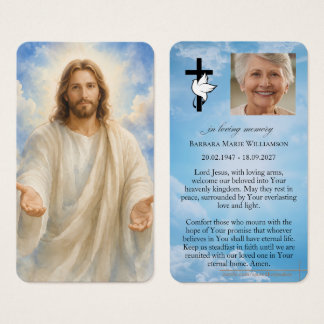 Herr Jesus Liebende Arme Trauergebetskarte
