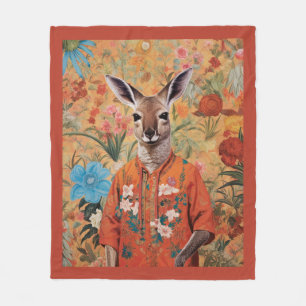 Herr Kangaroo in seinem Garten Fleece Blanket
