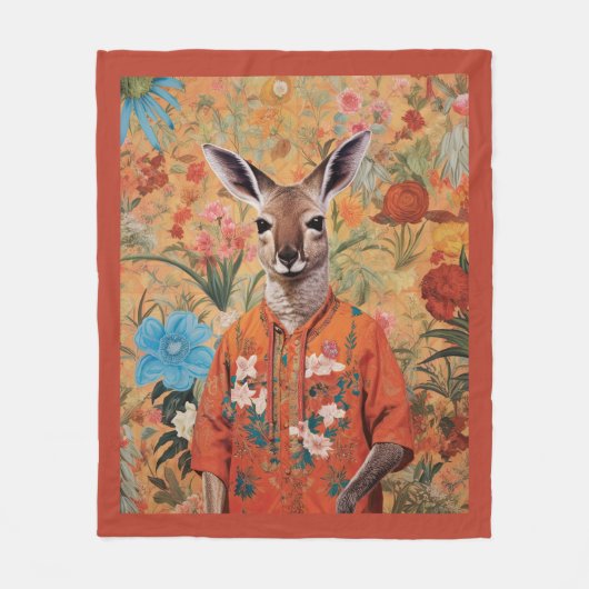 Herr Kangaroo in seinem Garten Fleece Blanket (Vorderseite)
