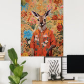 Herr Kangaroo in seinem Garten Poster (Heimbüro)
