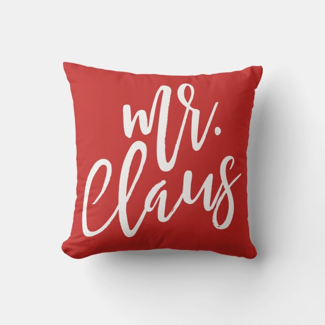 Herr Klaus White Script Pillow Kissen (Vorderseite)