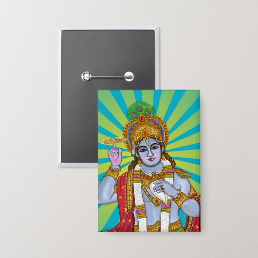 Herr Krishna  Button (Vorderseite/Rückseite)