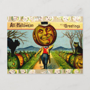 Herr Kürbis (Vintage-Halloween-Karte) Postkarte