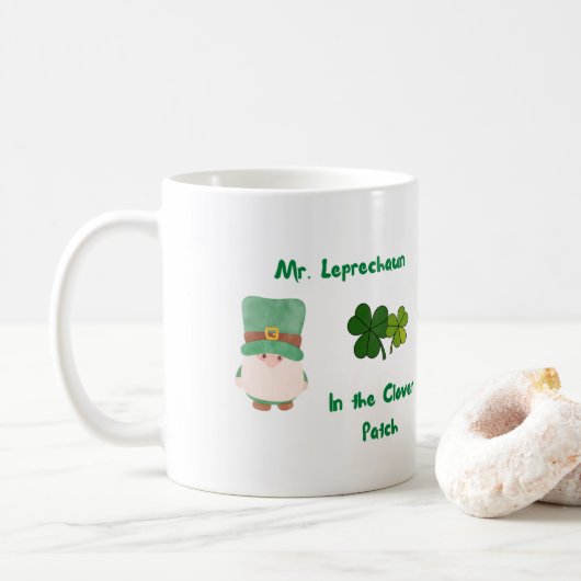 Herr Leprechaun im Kleber-Patch Kaffeetasse (Mit Donut)