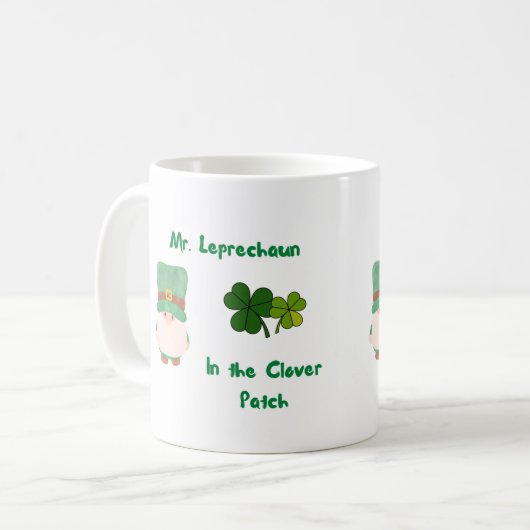 Herr Leprechaun im Kleber-Patch Kaffeetasse (Vorderseite Links)
