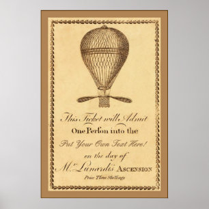 Herr Lunardis Ascension ~ ~ Vintages Englisch 1784 Poster