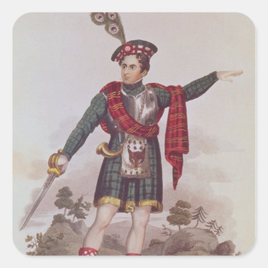 Herr Macready in der Rolle von Rob Roy Macgregor Quadratischer Aufkleber (Vorderseite)