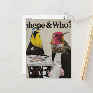 Herr Meadowlark und Frau Kolibri beim Tee Postkarte