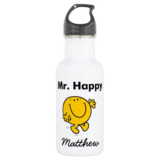 Herr Men | Herr Happy ist immer glücklich Edelstahlflasche (Vorderseite)