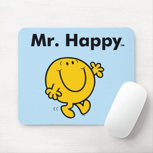 Herr Men | Herr Happy ist immer glücklich Mousepad (Mit Mouse)