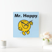 Herr Men | Herr Happy ist immer glücklich Quadratische Wanduhr (Zuhause)