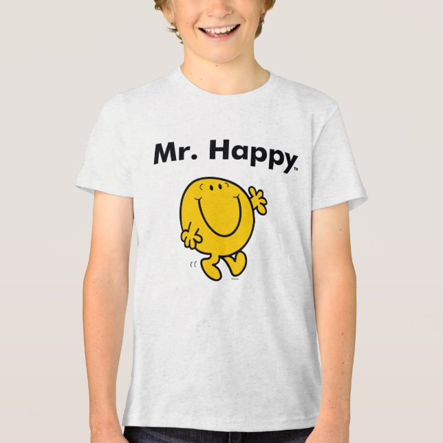 Herr Men | Herr Happy ist immer glücklich Tri-Blend Shirt (Vorderseite)