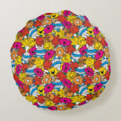 Herr Men & Little Miss | Lächelnde Gesichter Rundes Kissen (Rückseite)