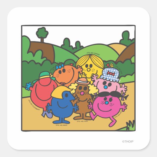 Herr Men & Little Miss Muttertag Quadratischer Aufkleber (Vorderseite)