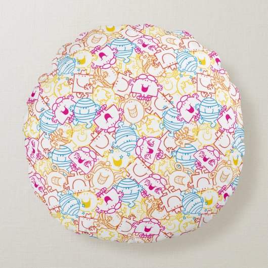 Herr Men & Little Miss | Neon Colors Pattern Rundes Kissen (Vorderseite)