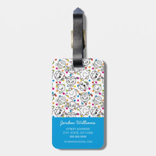 Herr Men & Little Miss | Rainbow Polka Dots Patter Gepäckanhänger (Rückseite vertikal)
