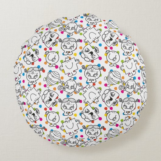 Herr Men & Little Miss | Rainbow Polka Dots Patter Rundes Kissen (Rückseite)